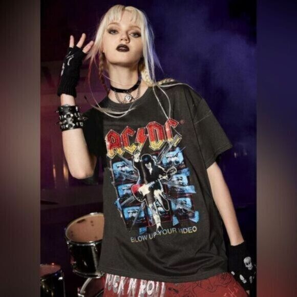 NWT Unisex AC/DC Dead Stock Black Acid Short Sleeve Tee Shirt - Size 1XL - Picture 1 of 4